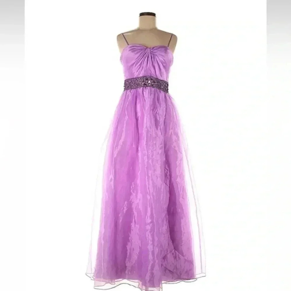 Aqua - Purple Violet Formal Beaded Gown Prom Gala Evening Size 8 Medium NWT